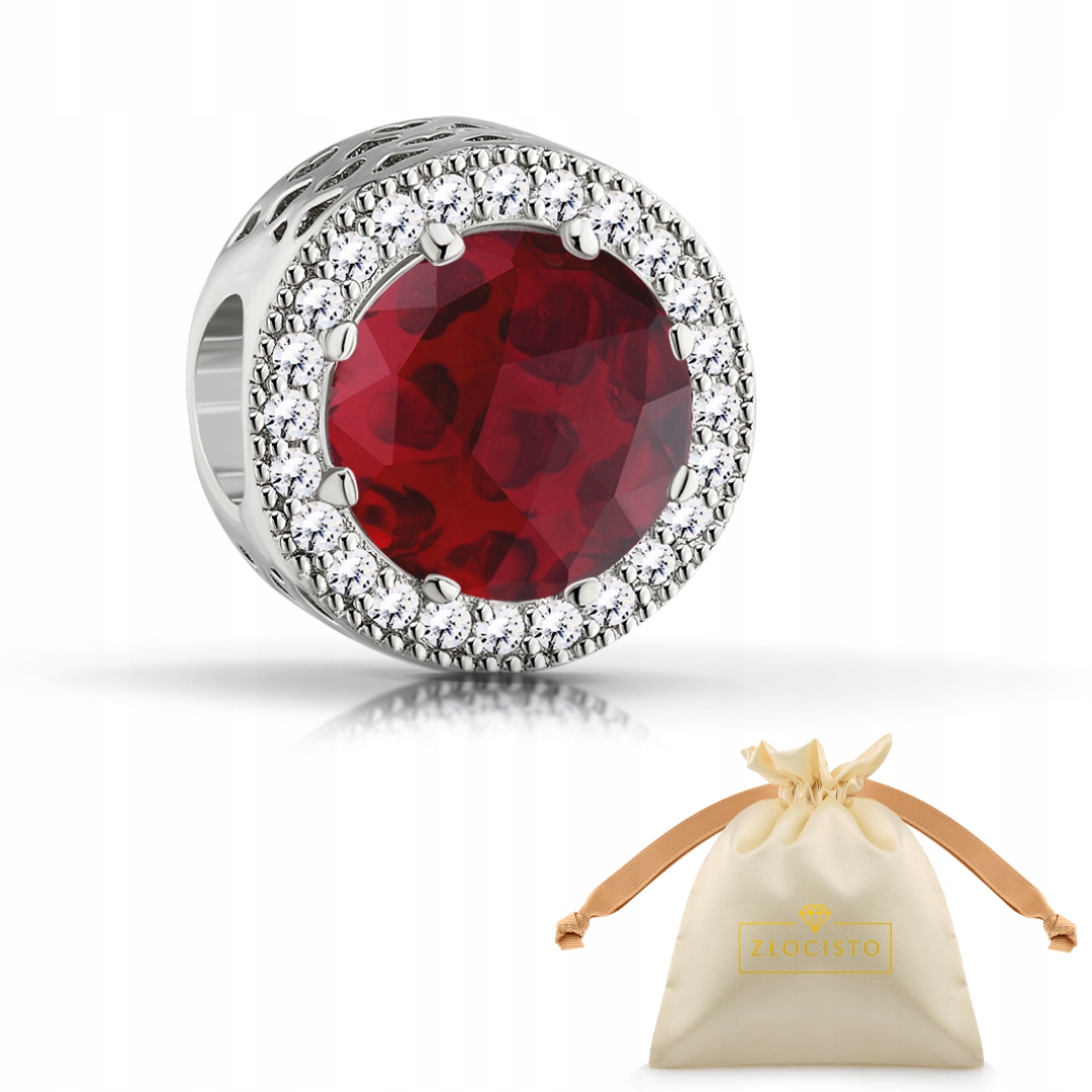 Stříbrný Přívěsek Beads Korálek Červený Se Zirkony Stříbro 925