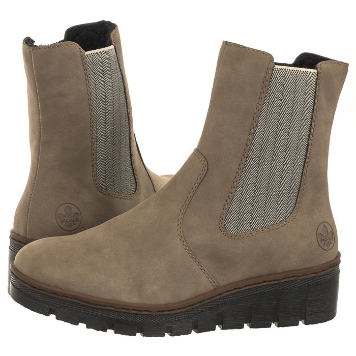 Boty Kotníkové Boty na podpatku Dámské Rieker Béžové X9180