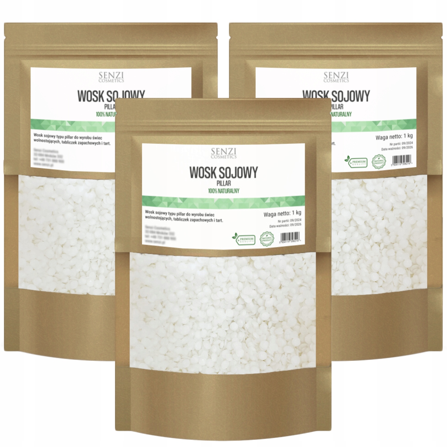 Vosk Na Svíčky Pillar 100% Přírodní Pastilky Senzi Cosmetics 3 x 1 kg