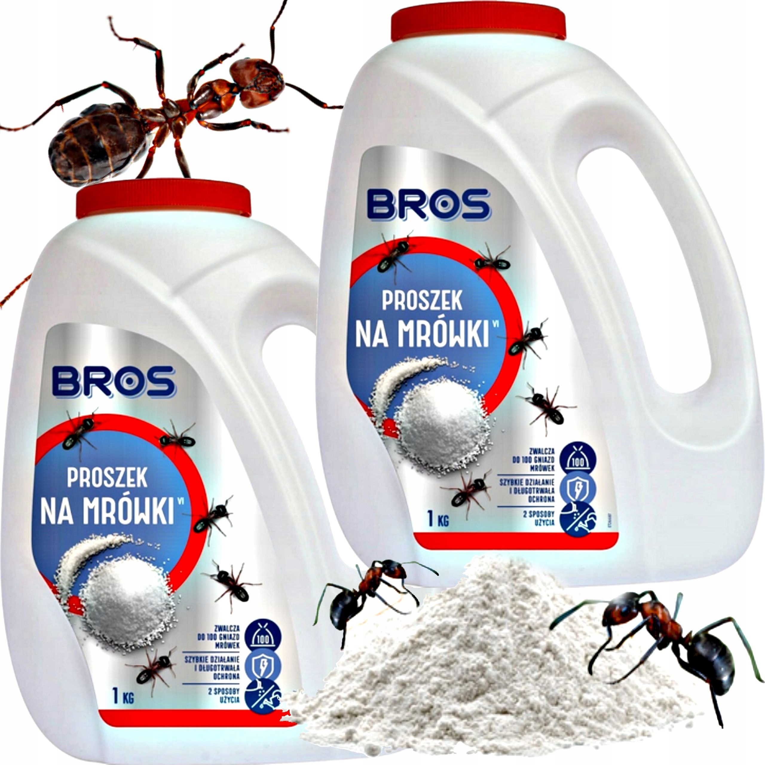 Bros Proszek Środek Na Mrówki Pakiet Trutka 1kg x2 zwalcza 200 gniazd