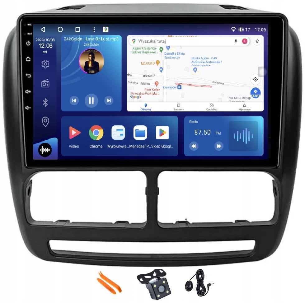 Rádio Android Navigácia Qled 2K Carplay 64GB Lte Gps Fiat Doblo 2 263 10-15