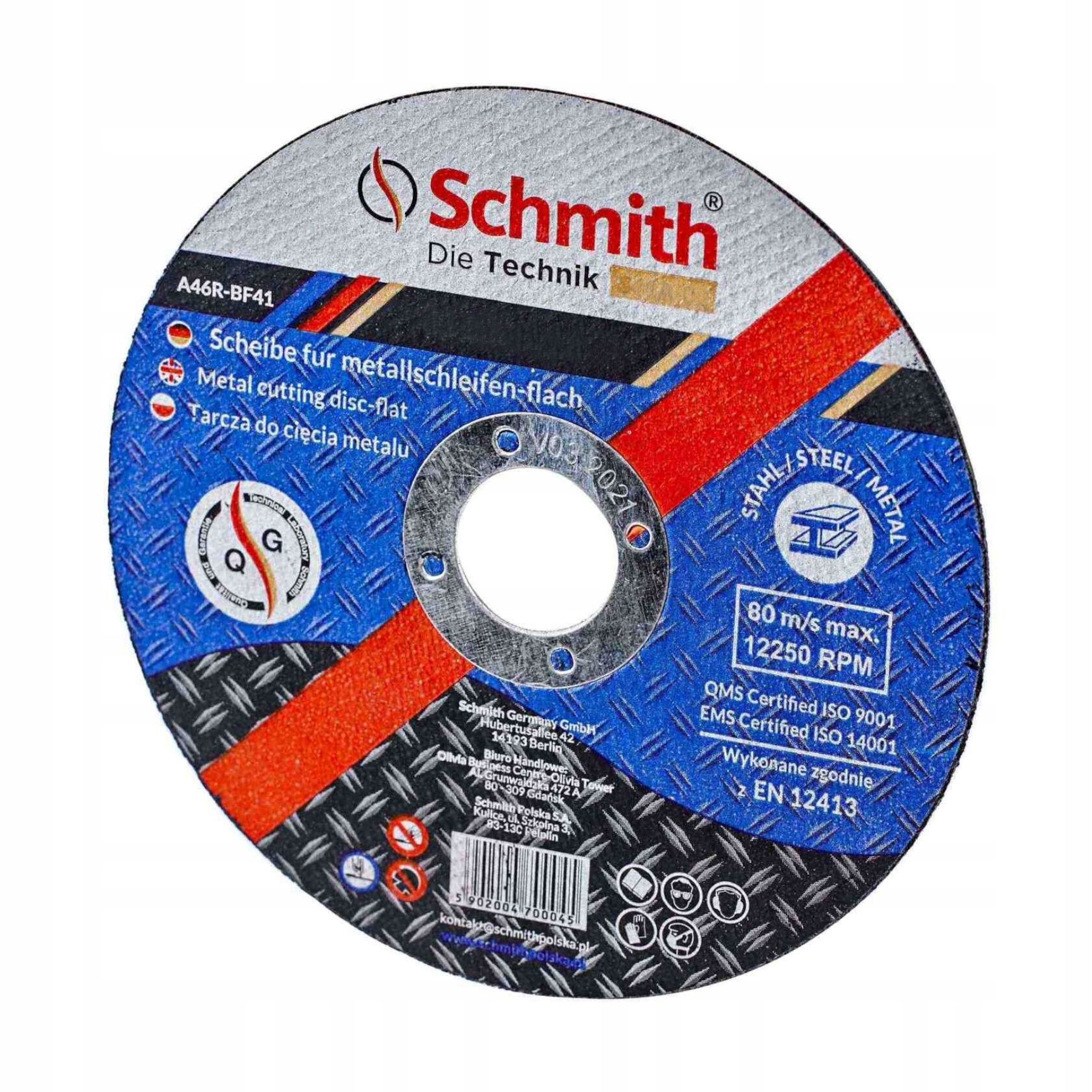 Tarcza do cięcia metalu duża 230mm 230x2,0 S41A-04 Schmith