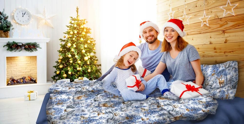 Poszewka ZIMOWA 70x80cm na poduszkę 100% bawełna, Winter Forest Blue Marka Posciel-Hurt