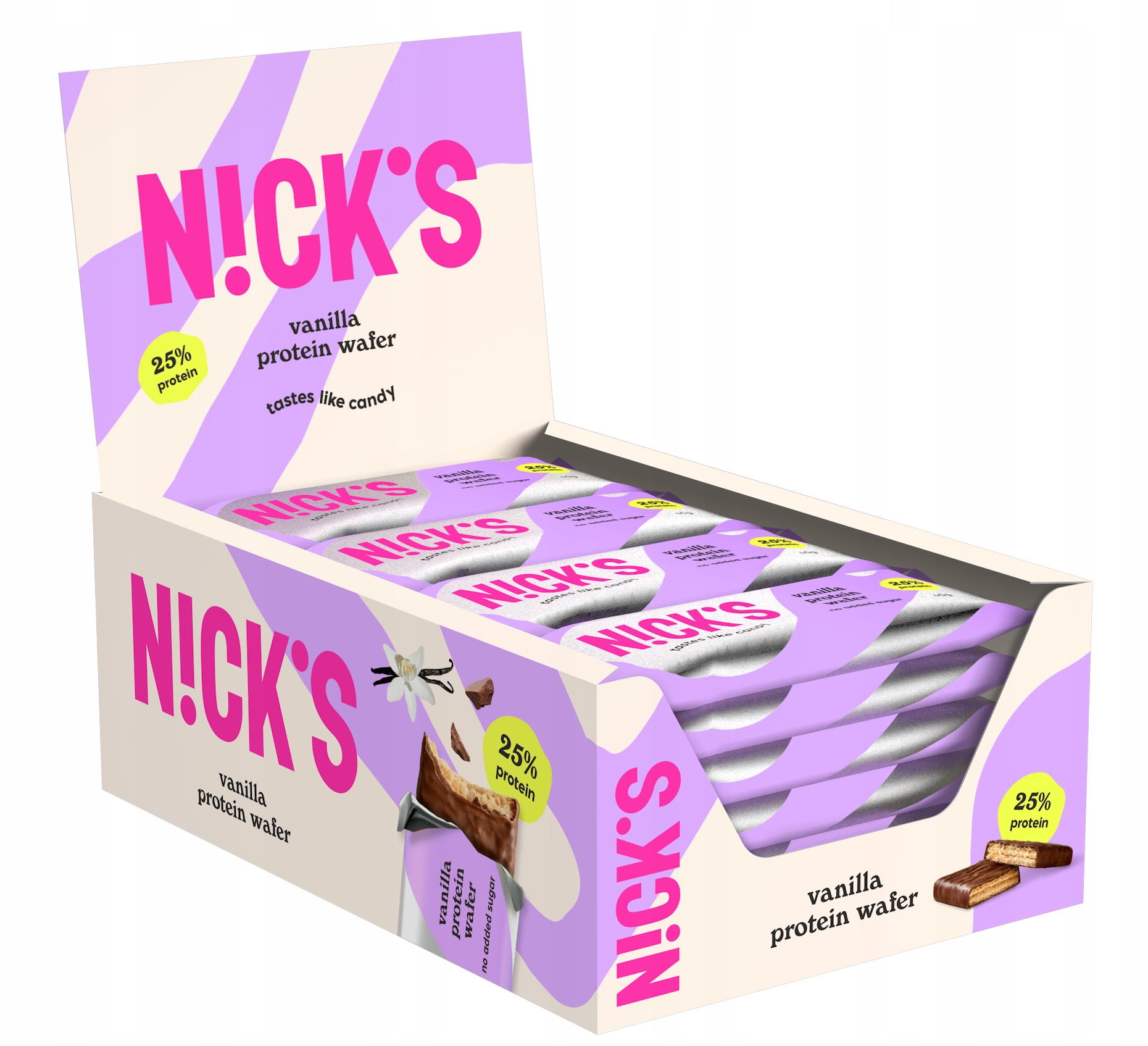 Nick's Protein Wafer Vanilla Wafelek Proteinowy Waniliowy 40G x 24 Szt