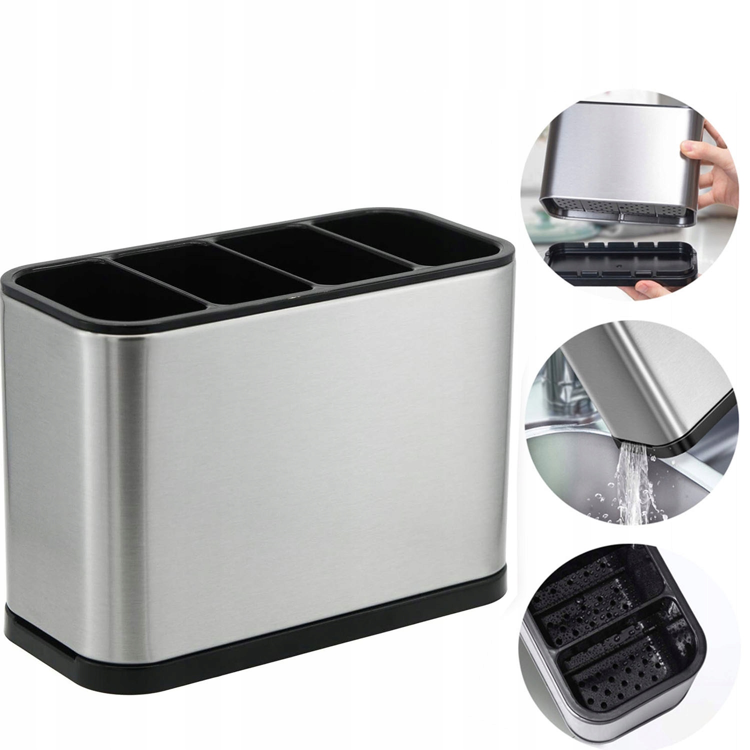 Levně Sušička Na Příbory Nádobka Organizér S Odtokem Ocel