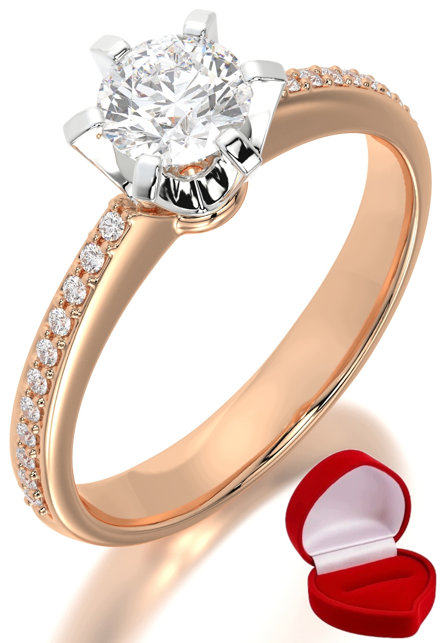 Zlatý Prstýnek 585 14k Brylant 0,50 ct Růžové Zlato R20