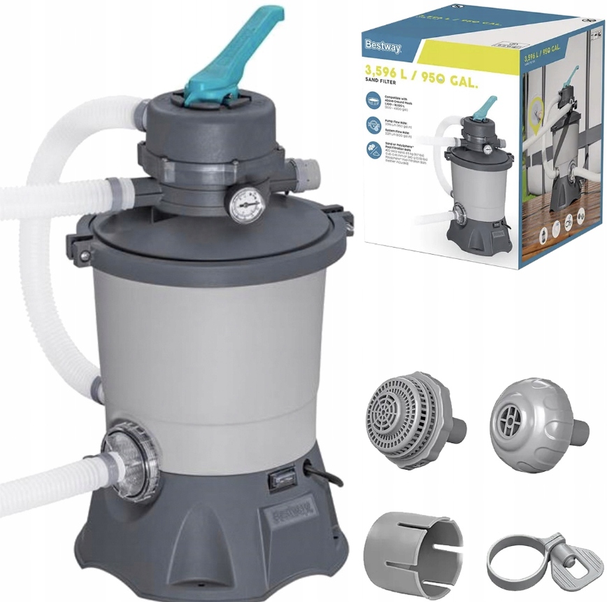Pompa Piaskowa Do Basenu Filtrująca Do Basenów Węże 3596 L/h Bestway 58515