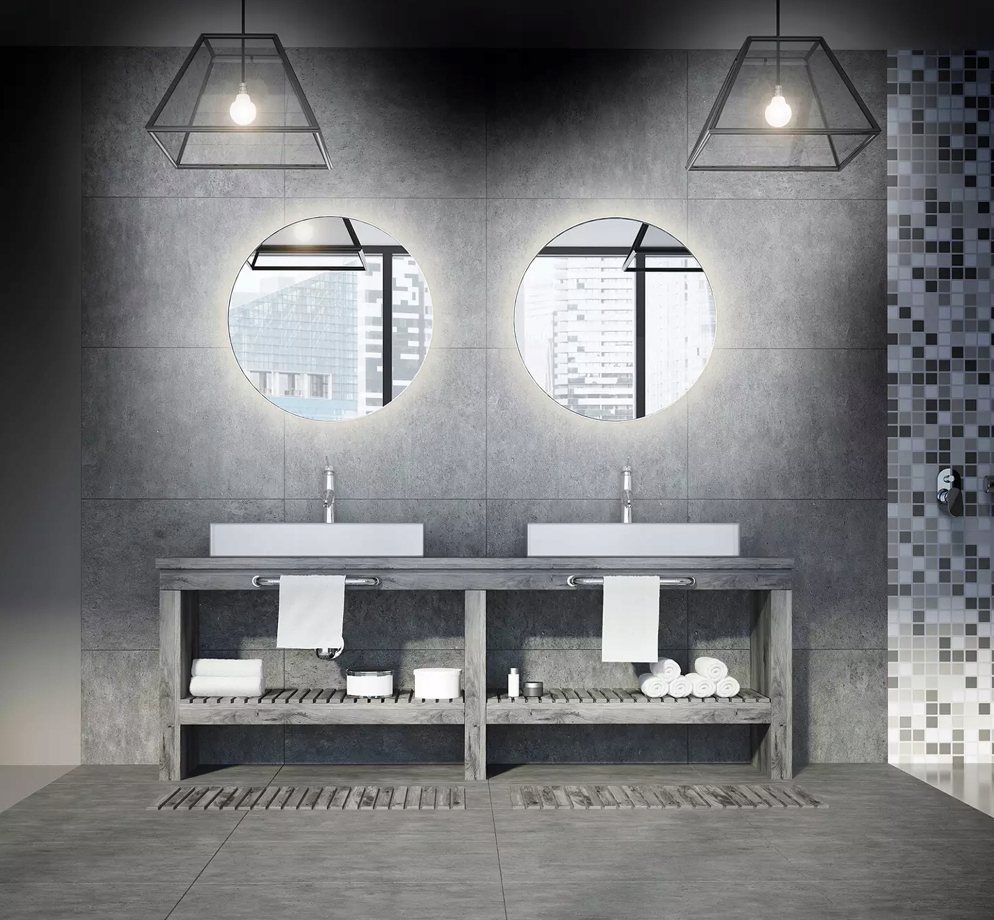 PIĘKNE LUSTRO OKRĄGŁE PODŚWIETLANE LED 100CM Producent SWISS-LINIGER