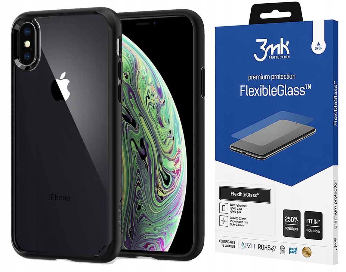 

Etui do Iphone X/xs Spigen Ultra Hybrid Szkło 3MK