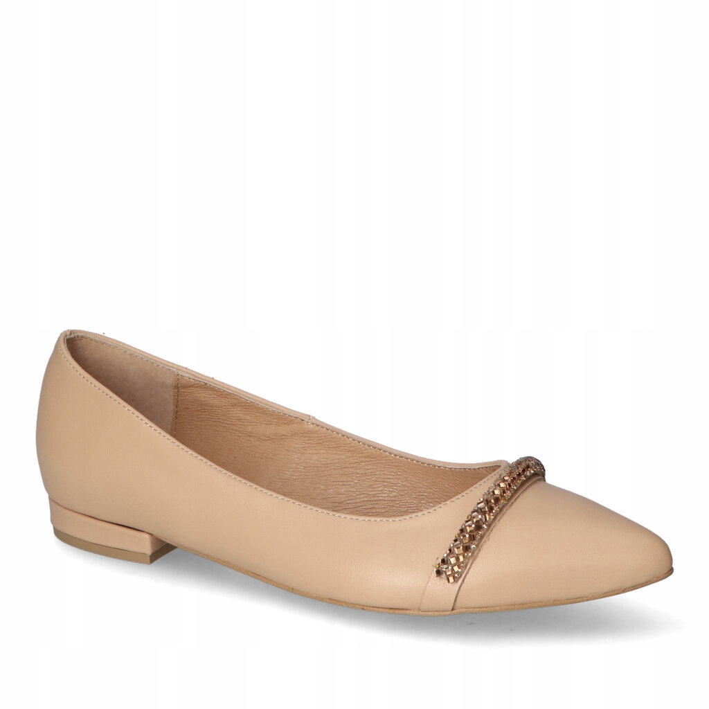 Dámské kožené baleríny Flisella Béžové s ozdobou 36