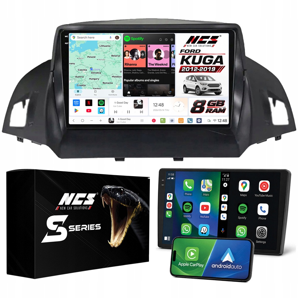 Rádio Navigace Ncs DS9 Ford Kuga 2 2012-2019 Android 8GB Lte 9″
