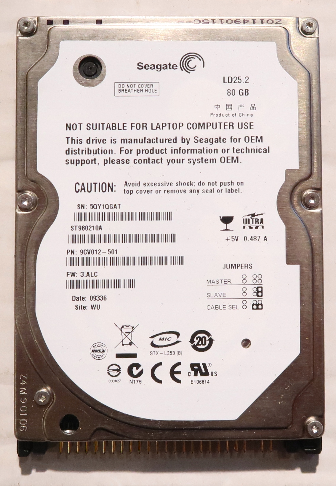 Dysk 2,5' 80GB IDE PATA SEAGATE ST980210A