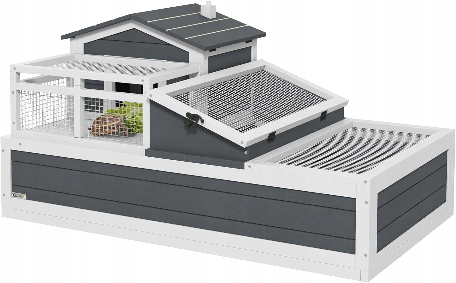 Levně Domeček Pro Želvy Terárium 112x65x59 CM Dřevěný 2 Úrovně Klec