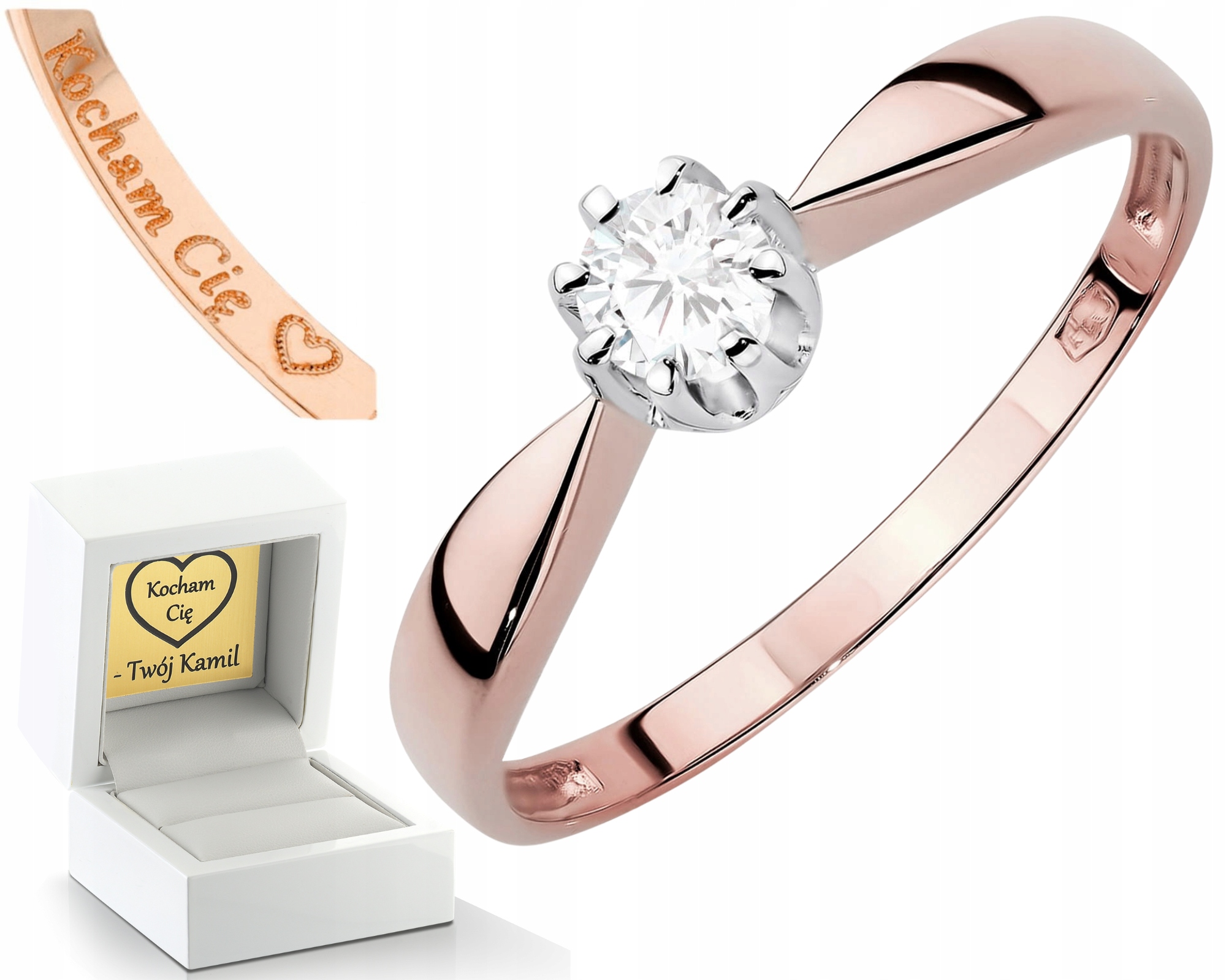 Prstýnek Růžové Zlato Laboratorní Diamant Dárek Zásnuby