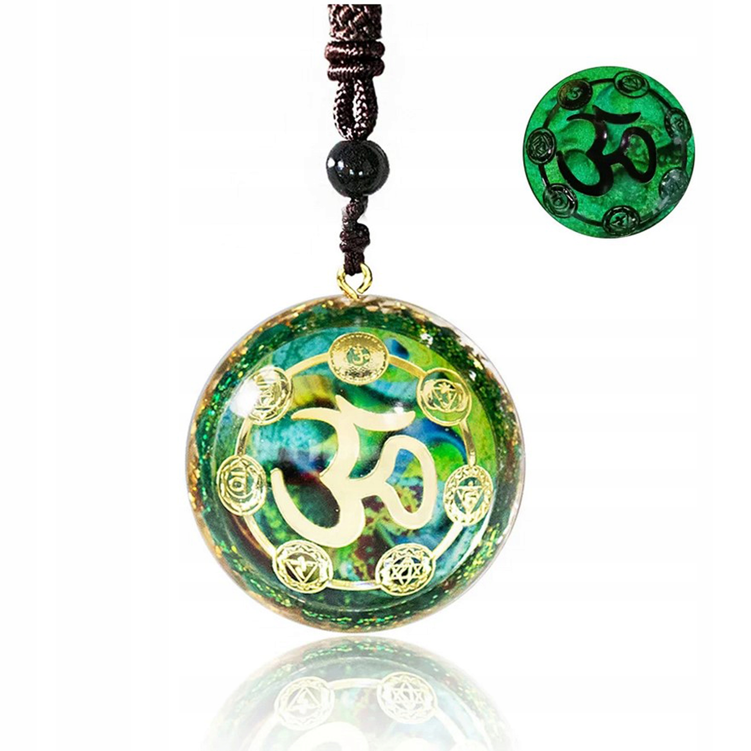 Naszyjnik Orgonit Malachit Miedź Om Symbol Nieskończoności Siedem Czakr
