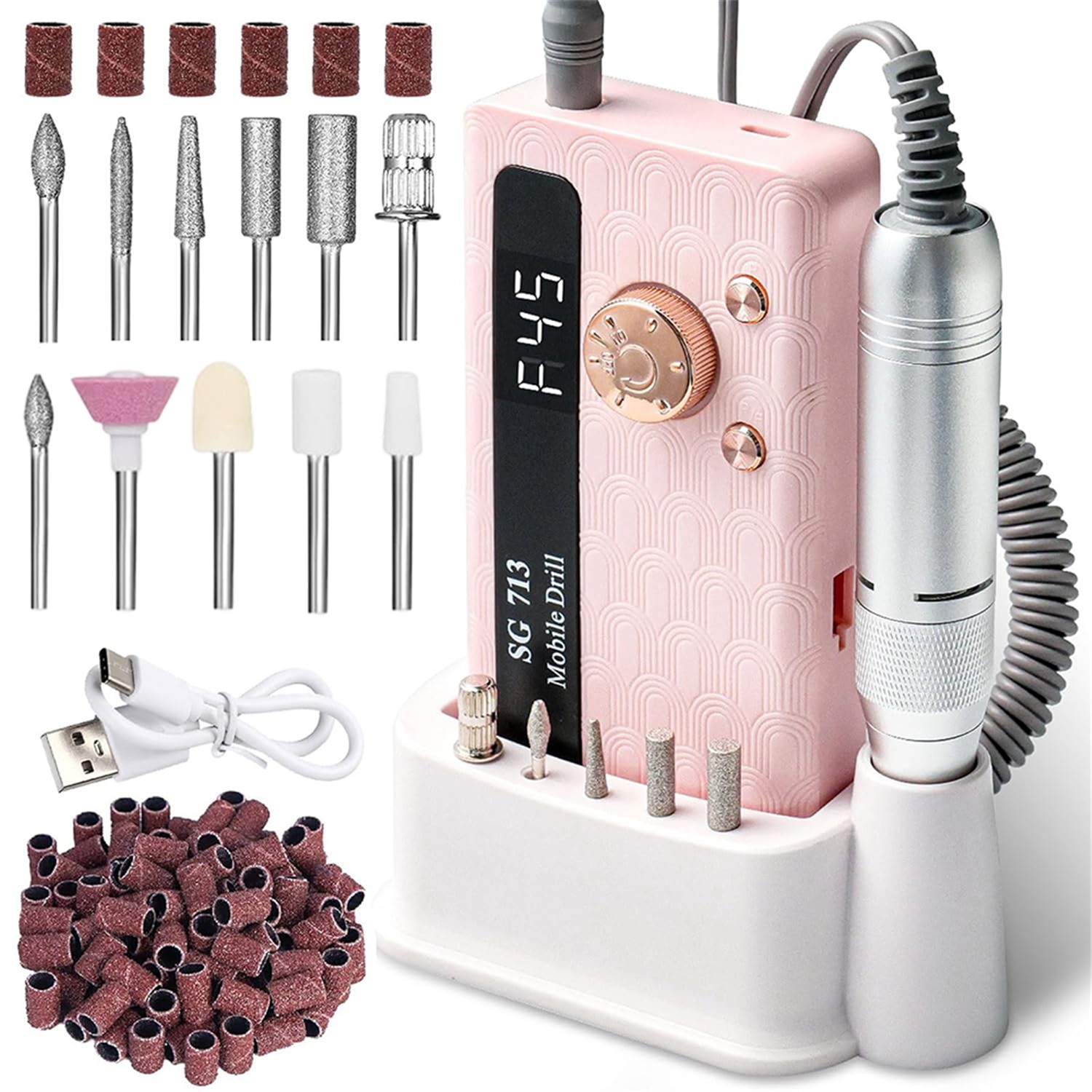 Bruska Na Nehty Manikúra Pedikúra 36W Profesionální Silná sada fréz