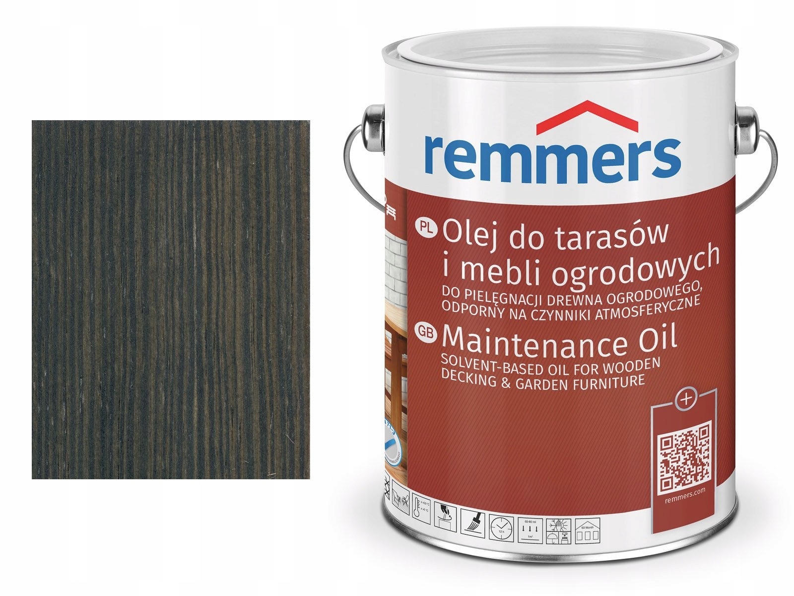 Olej do tarasów i mebli ogrodowych Remmers Antracytowy intensywny 5 l