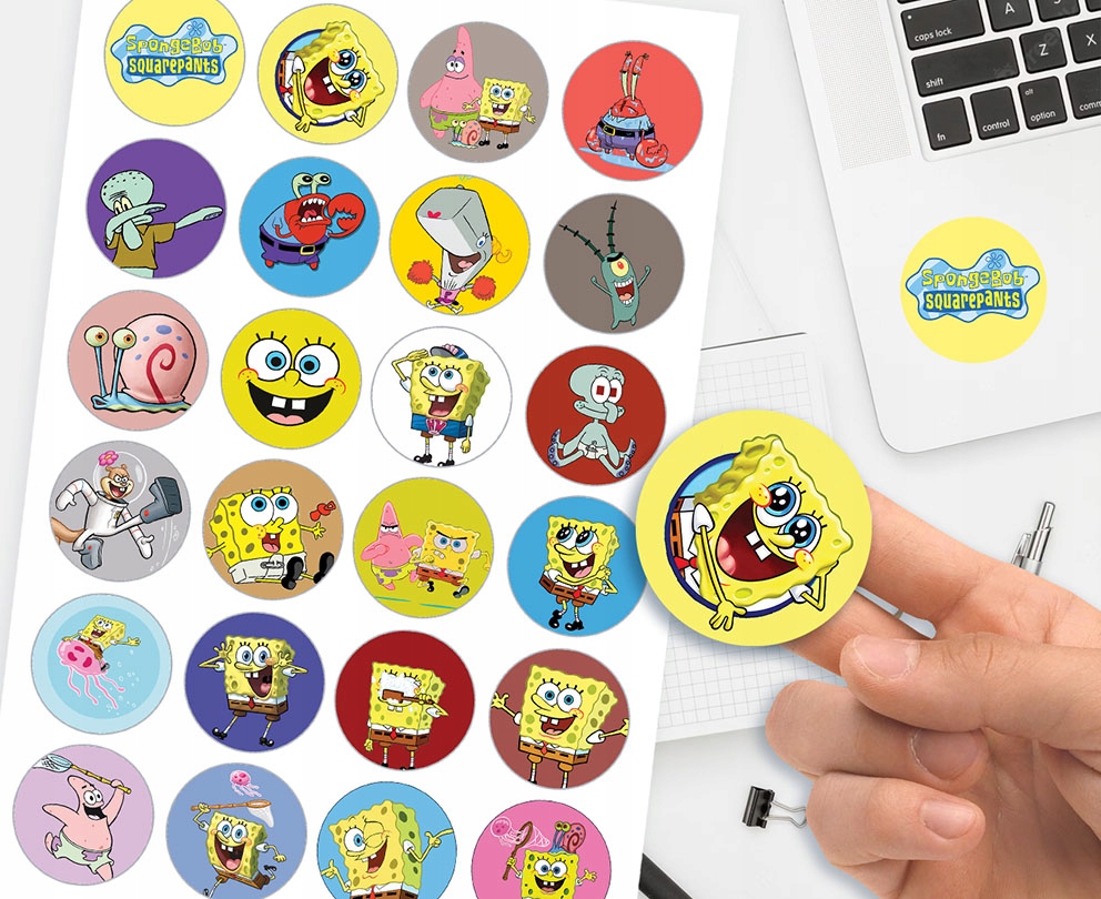 NAJLEPSZE NAKLEJKI SPONGEBOB KANCIASTOPORTY JAKOŚĆ Stan opakowania oryginalne