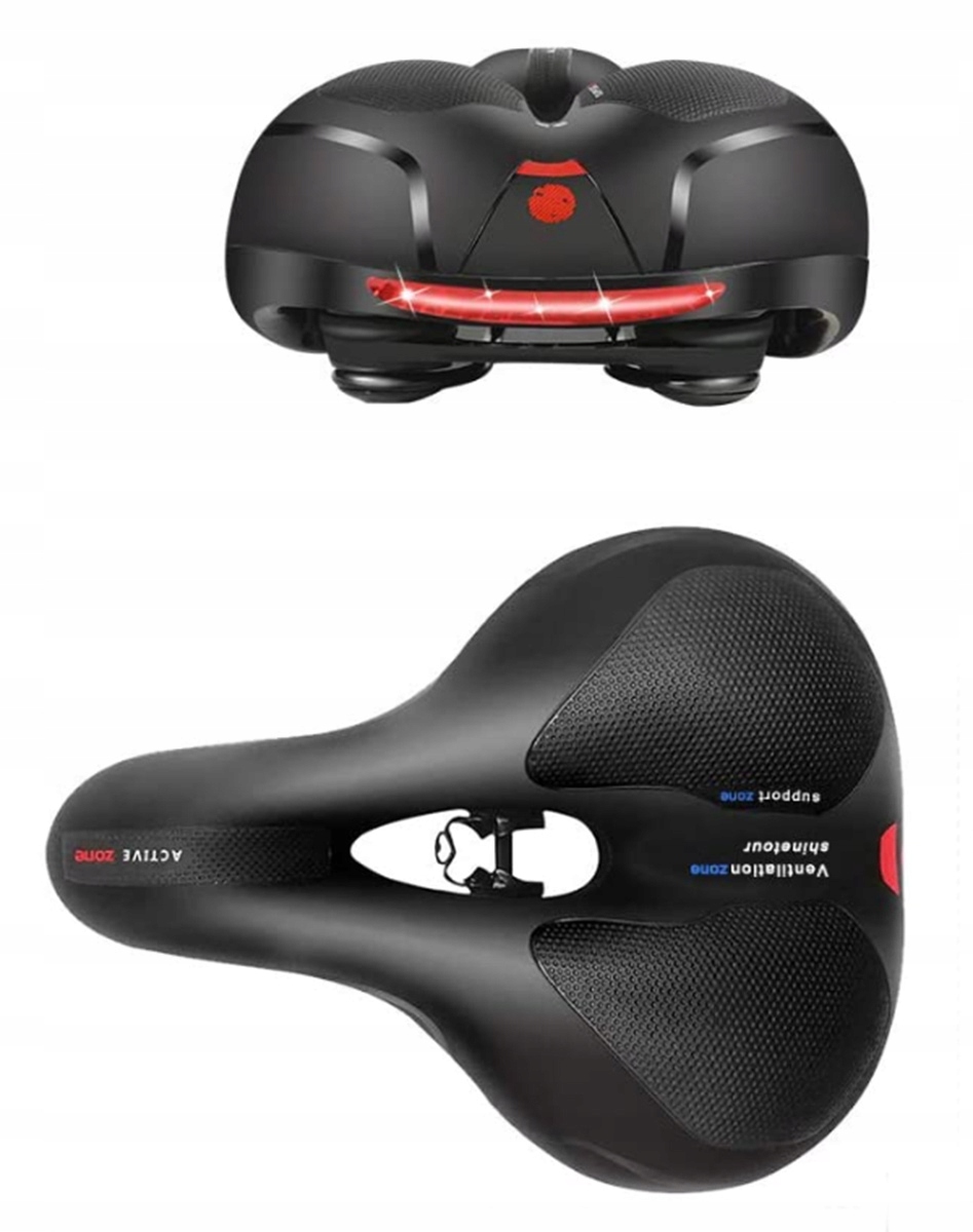 SIODEŁKO ROWEROWE MTB NA ROWER ŻEL ŻELOWE WYGODNE LAMPKA LED CZARNE RW5I Szerokość 200 mm