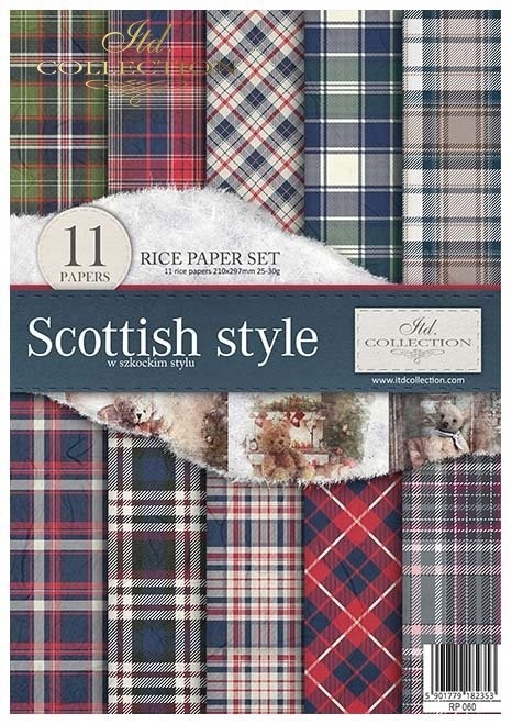 Sada 11 rýžových papírů A4 pro decoupage RP060 Scottish Style