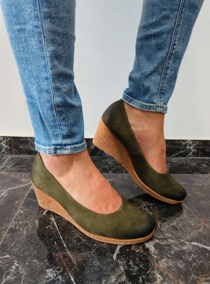 Zelené kožené polobotky Jaromin na podpatku 5963 vel. 37