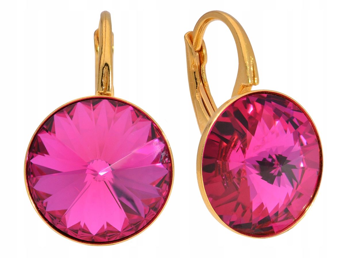 

Kolczyki srebro złoto okrągłe różowy Swarovski