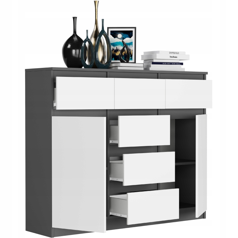 KOMODA 98CM SZAFKA 6 SZUFLAD S-62D ANTRACYT MIX