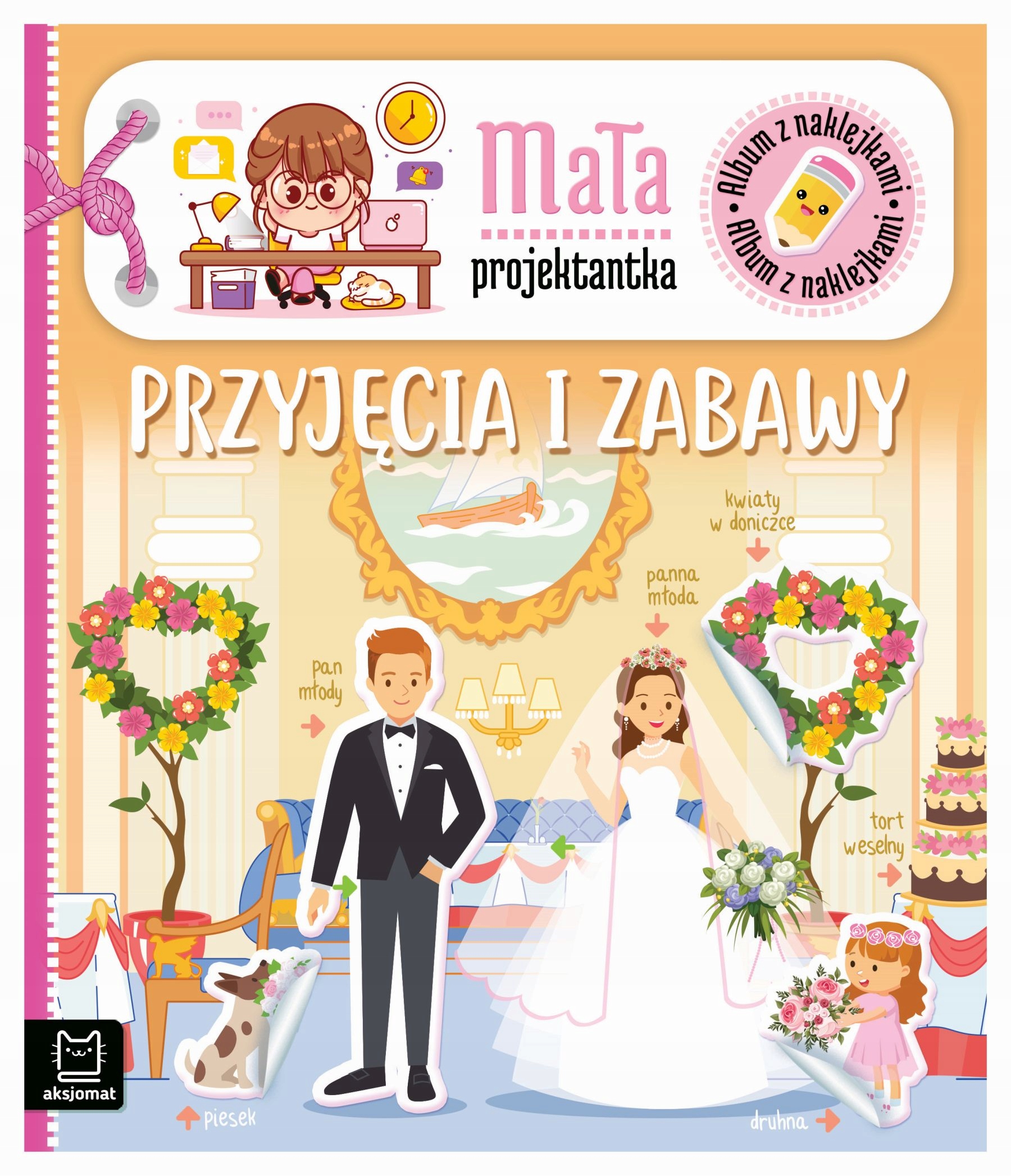 Mała projektantka Przyjęcia i zabawy album z naklejkami Aksjomat dla dzieci