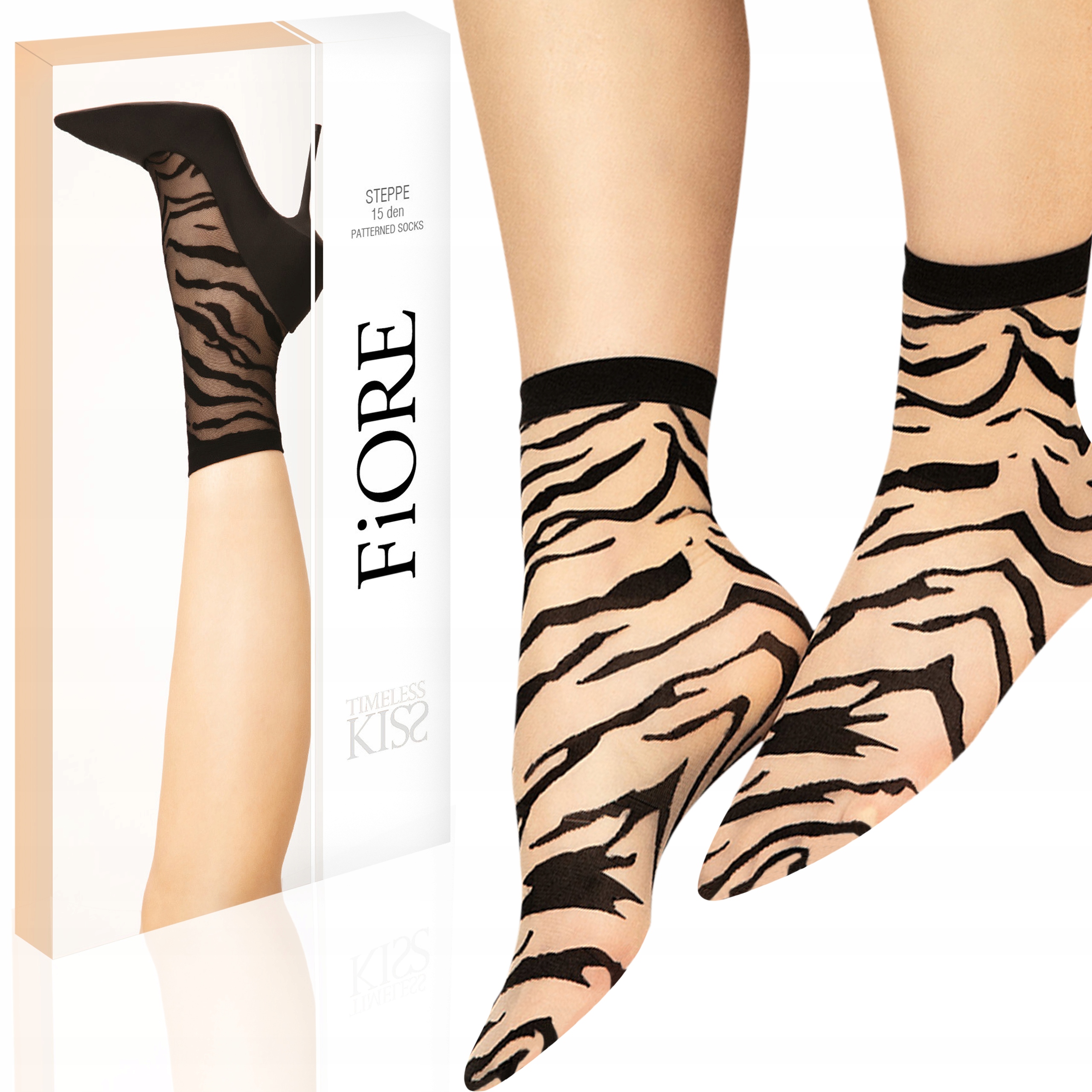 

Fiore Skarpetki Wzorzyste Steppe 15 den Black/Nude