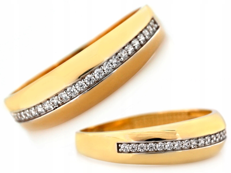 Prstýnek ze žlutého zlata 585 14kt, klasický prsten se zirkony, 2.71 g