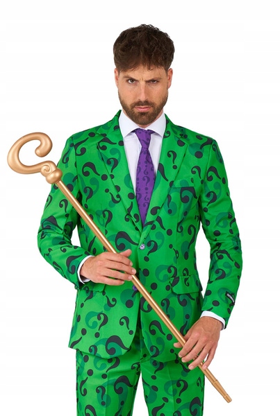 Pánský Oblek Riddler Muž Záhada Licence Suitmeister Slim Fit XXL