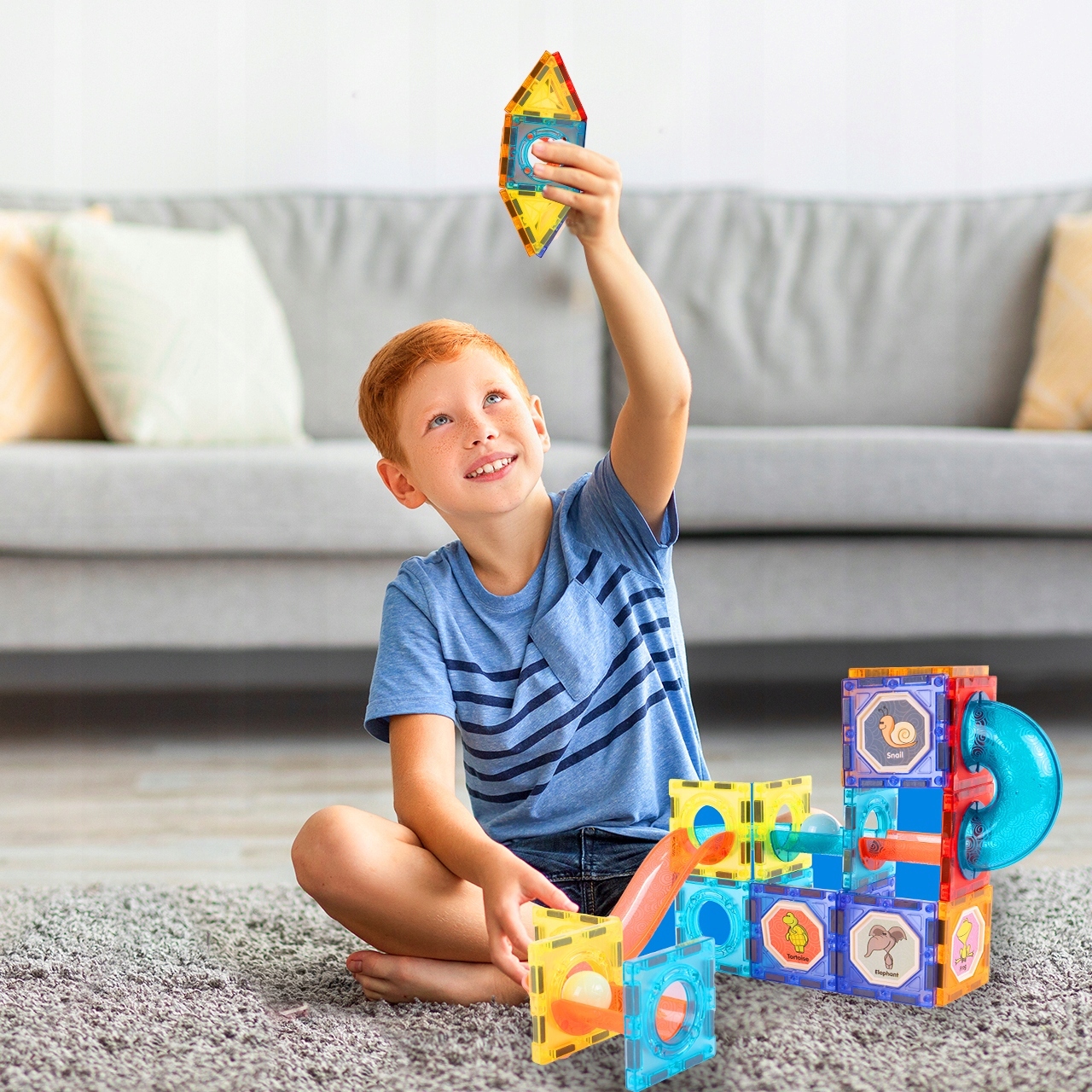 KLOCKI MAGNETYCZNE KONSTRUKCYJNE ŚWIECĄCY TOR 75 el 3D MAGNETIC EDUKACYJNE Liczba elementów 75 szt.