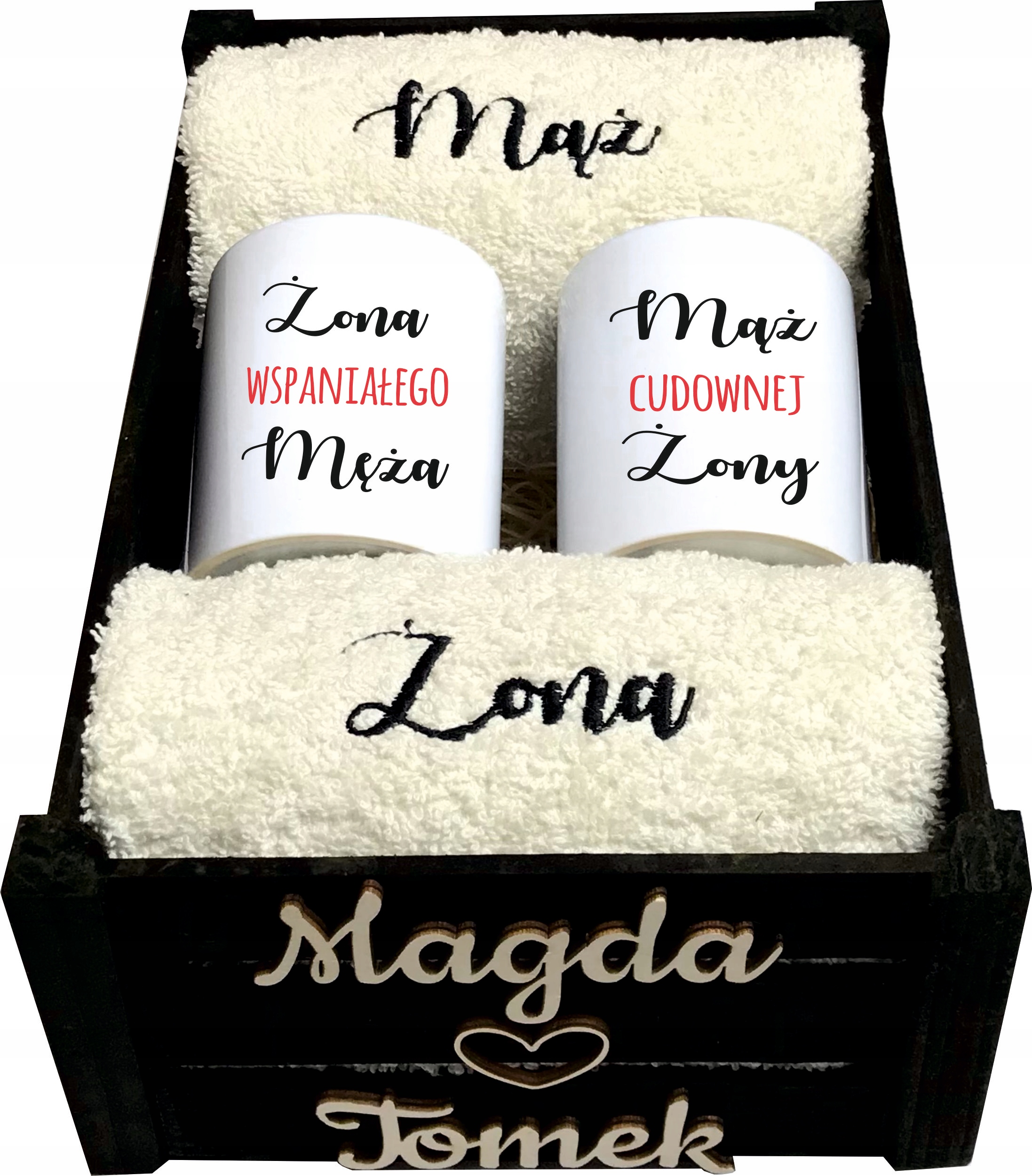 

Na Ślub Ręczniki Kubki Mąż Żona Zestaw