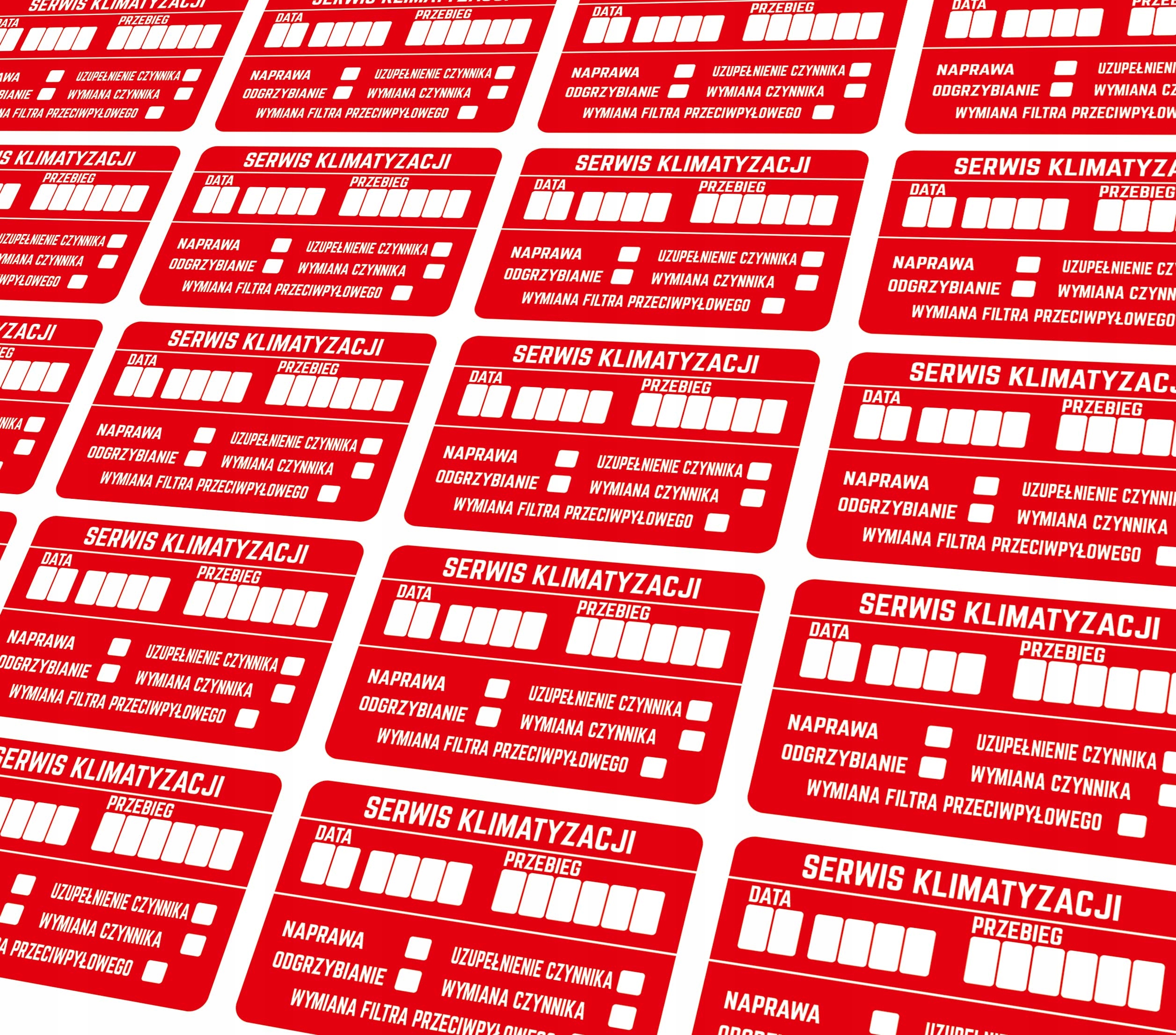 NAKLEJKI SERWISOWE 8 szt SERWIS KLIMATYZACJI 9x6cm EAN (GTIN) 8002424002112