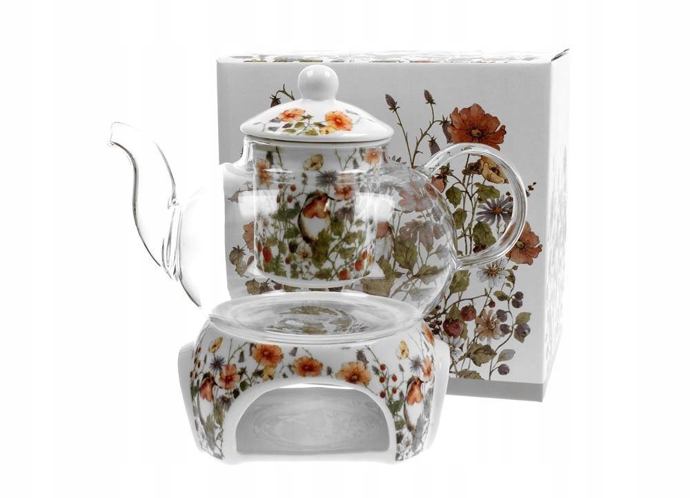 

Szklany dzbanek 1000 ml z podgrzewaczem Wild Bird