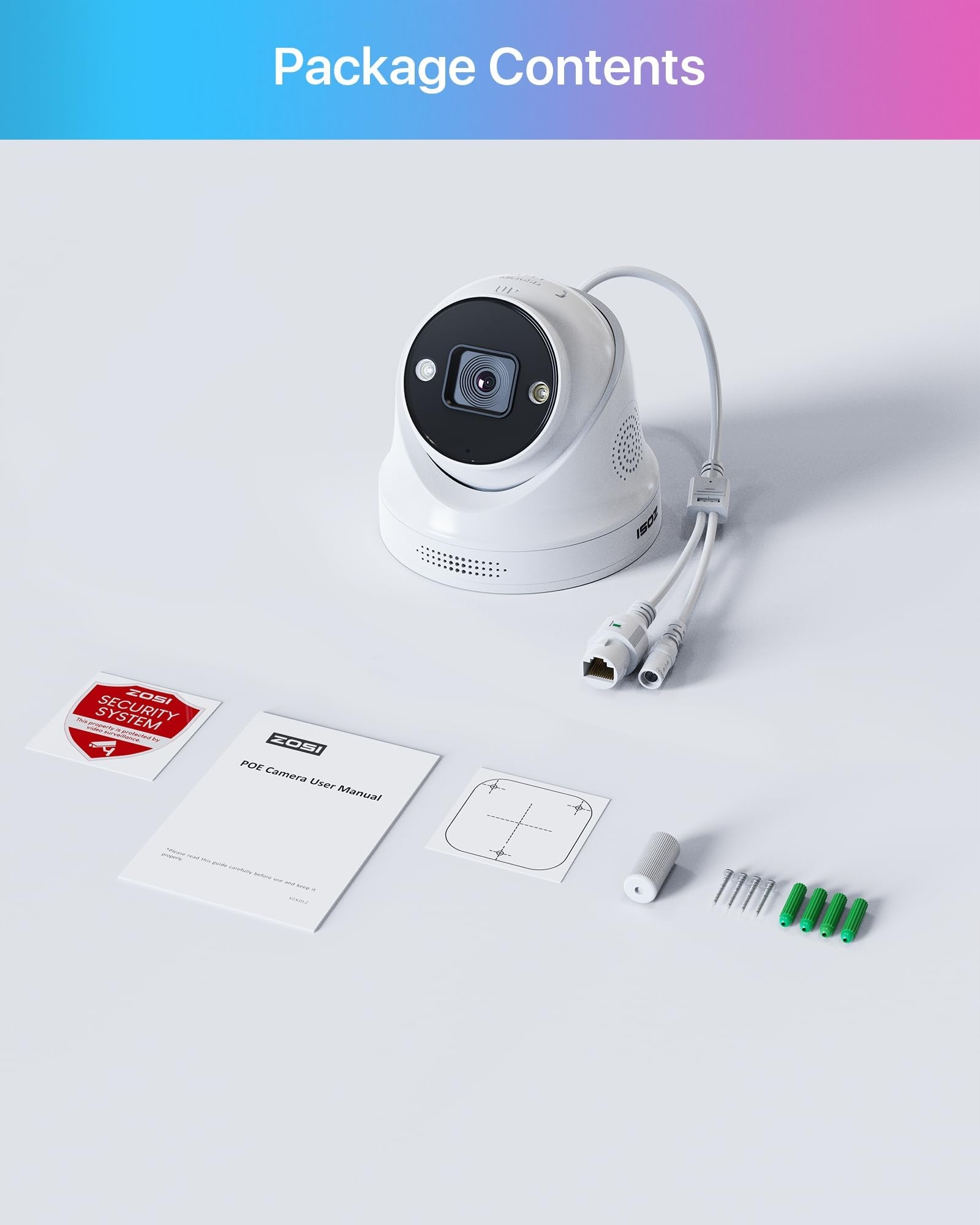 ZOSI 4K Kamera Zewnętrzna PoE 8MP IP z Detekcją Osób i Pojazdów Audio — miniatura 6