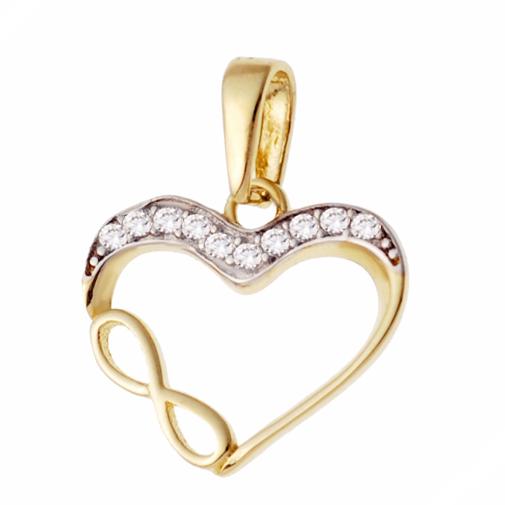 Zlatý přívěsek s přívěskem srdce nekonečno se zirkony