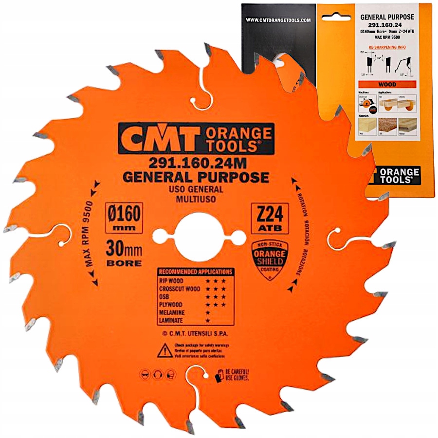 

Cmt Piła tarczowa do drewna sklejki 160x30mm 24z