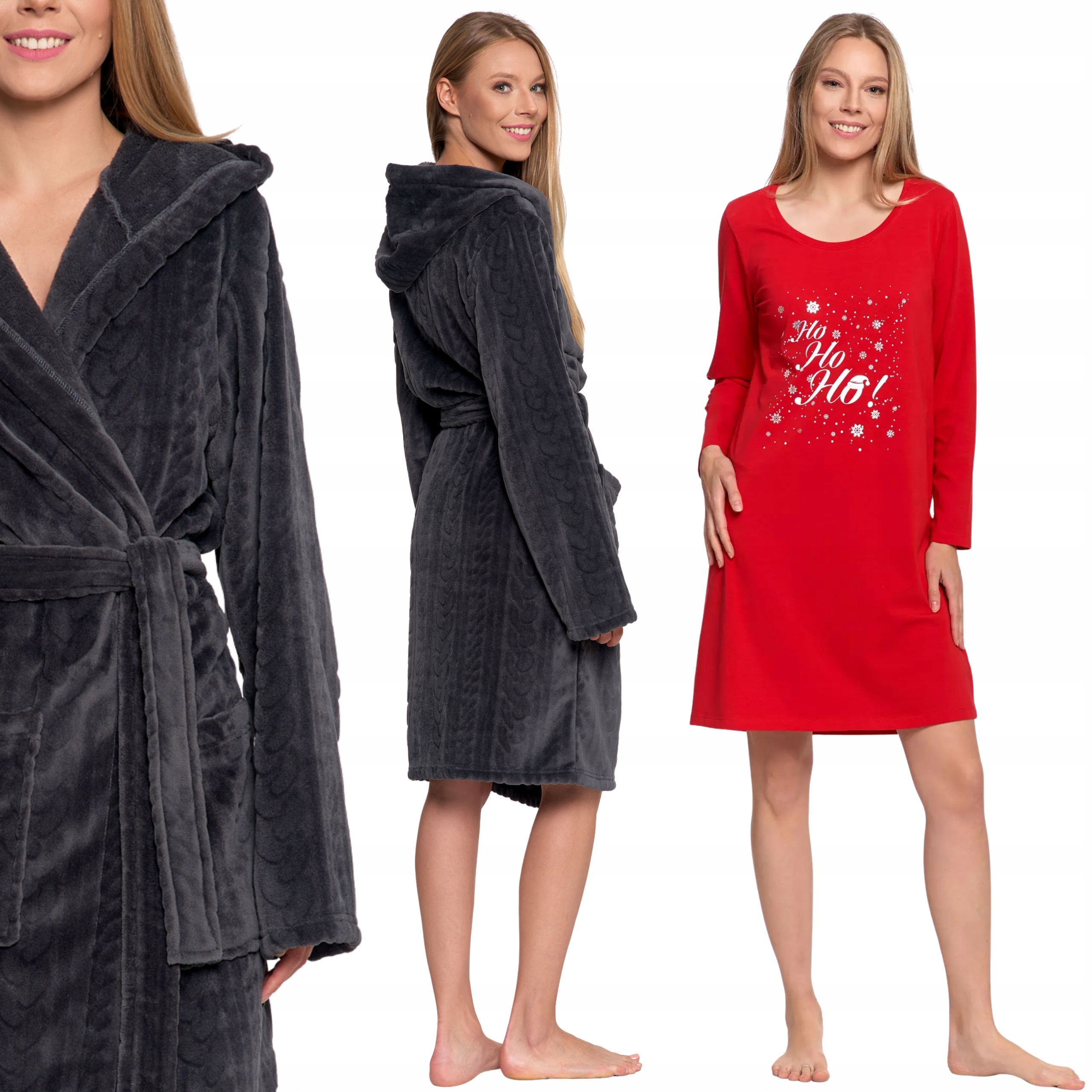 Dámský župan s kapucí a kapsami a Noční košile Dárek Moraj XL