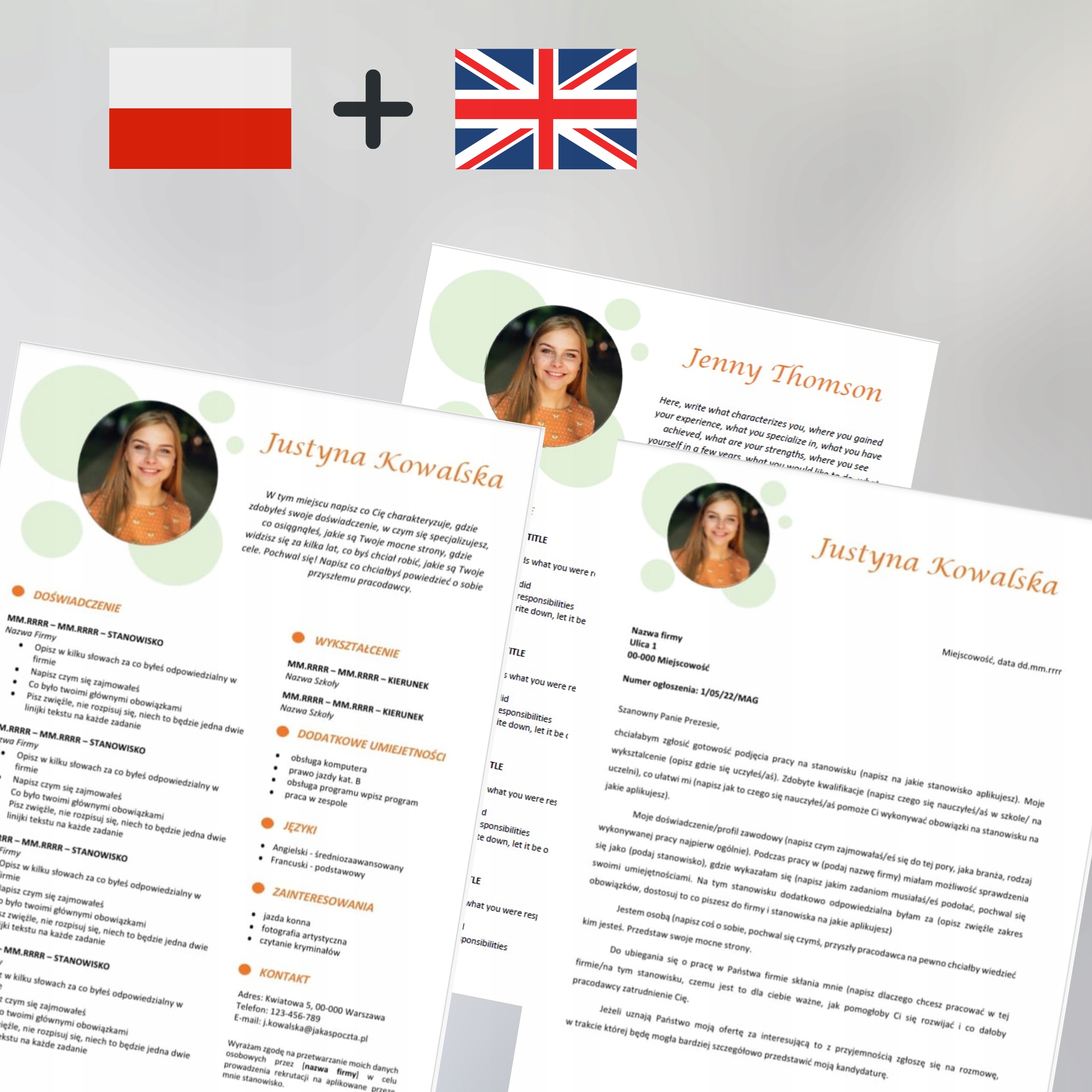 Komplet 2/22/K CV + List Motywacyjny PL + ENG