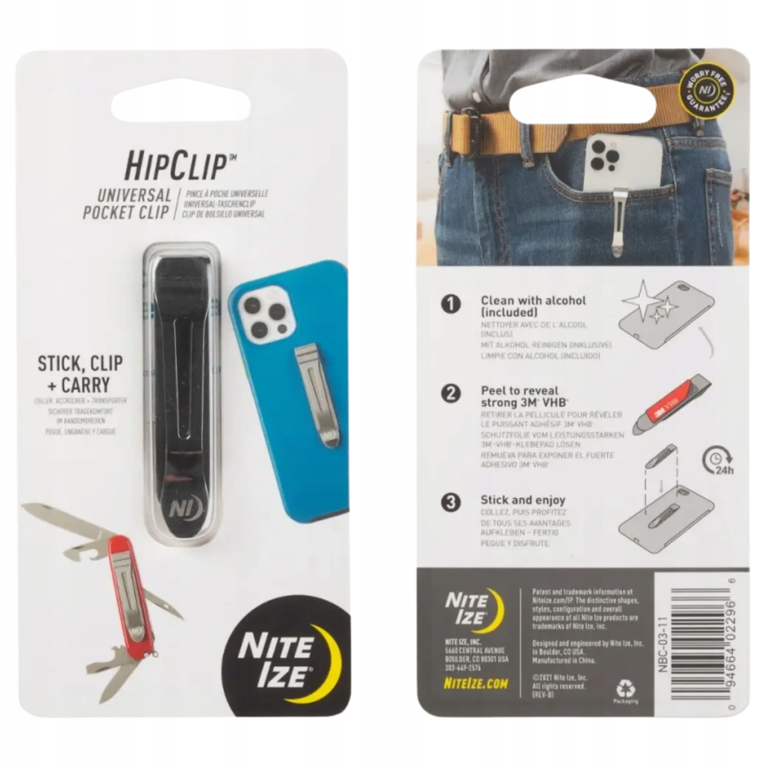 Stalowy klips samoprzylepny klamra do noża Nite Ize NBC-03-11 Vhb 3M