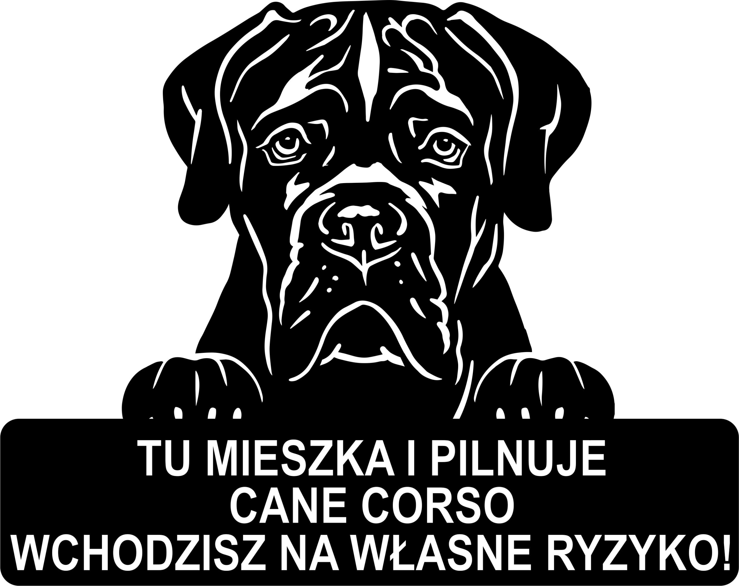 Tabulka na branku oplocení zábavná Cane corso 45x35 cm