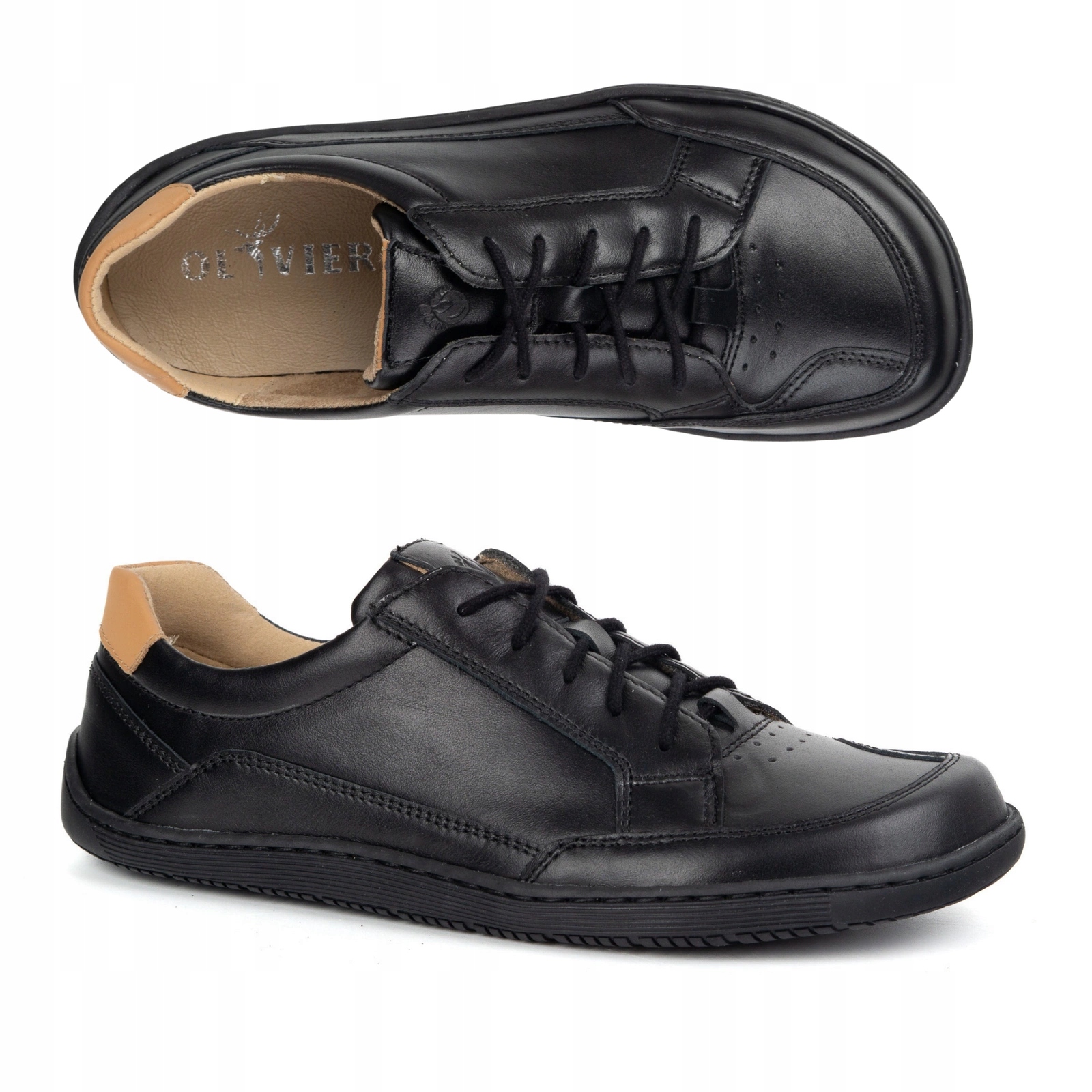 Dámské barefoot boty minimalistické kožené tenisky 1282 černé 42