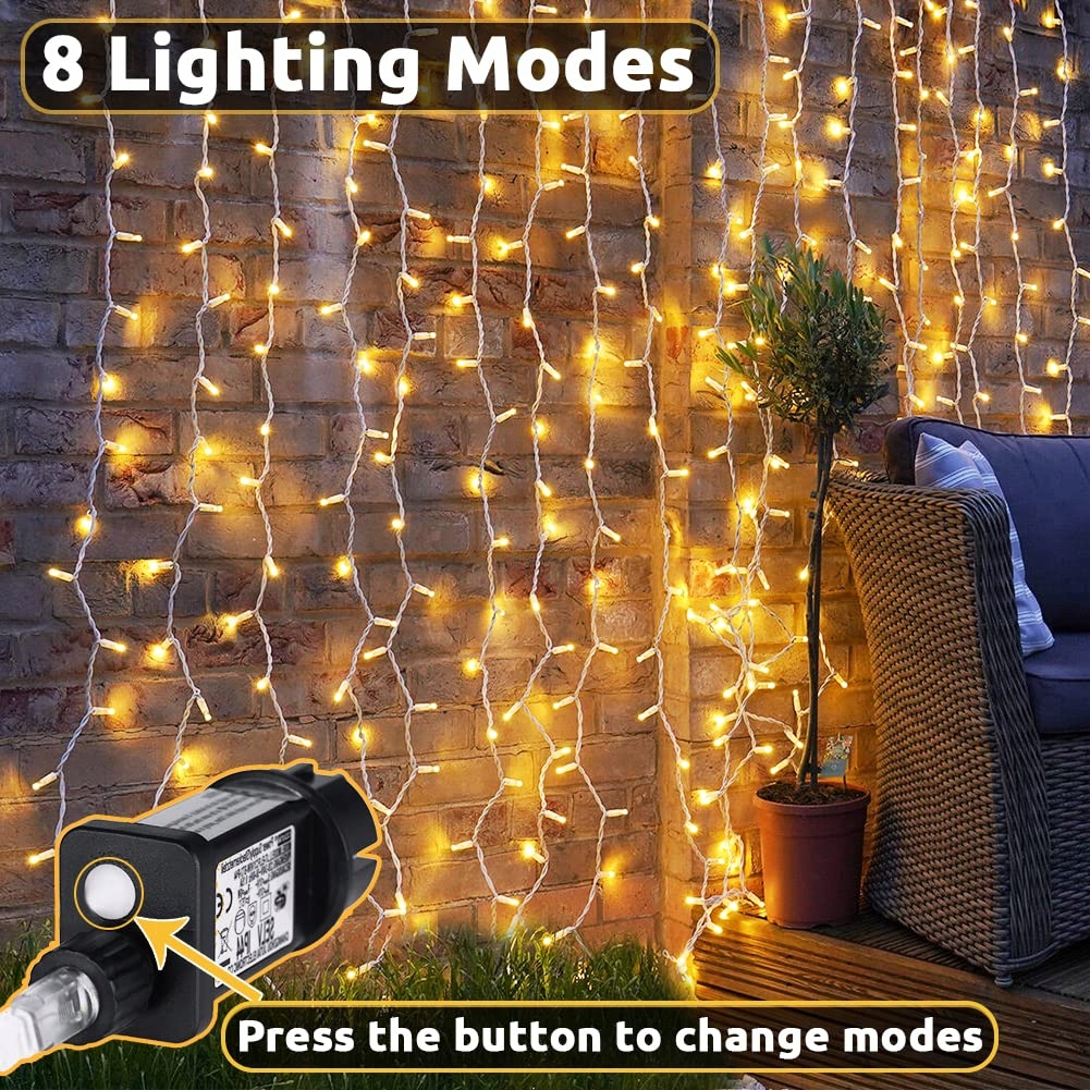 Yowin Kurtyna Świetlna Lampki Dekoracyjne 6x3M LED — miniatura 4