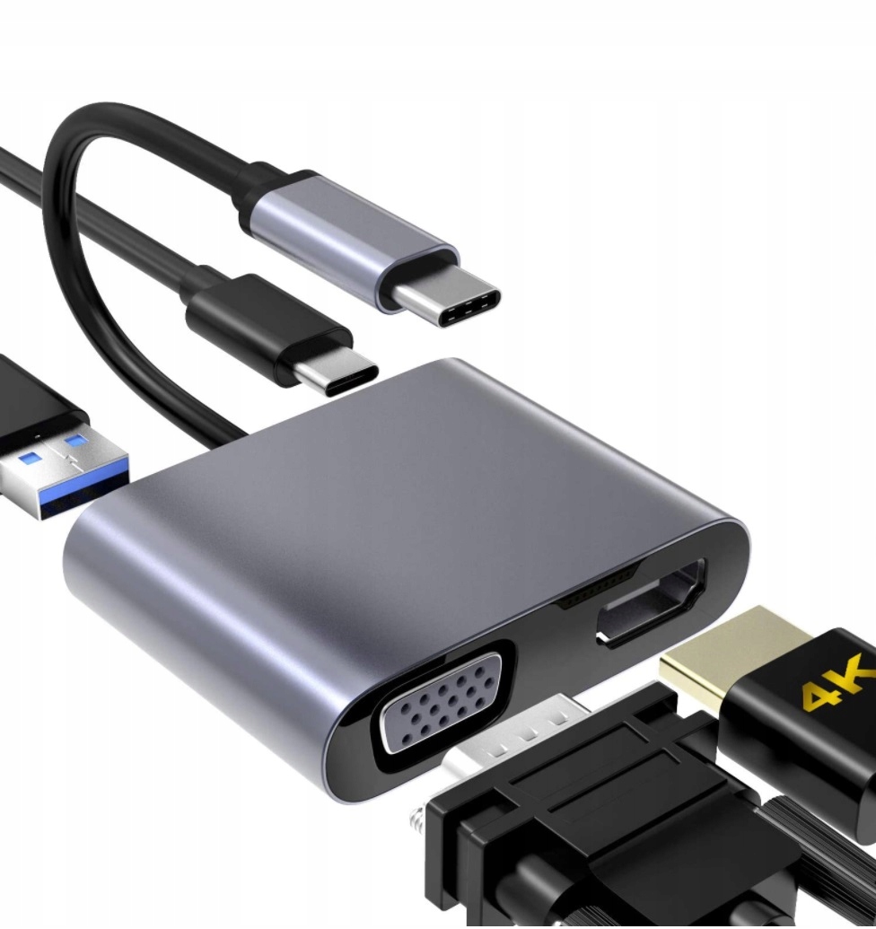 Адаптер 4in1 USB C HDMI 4K VGA концентратор адаптер