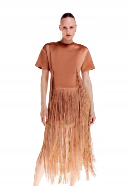 Karen Millen Hnědá Šaty MIDI S Krátkým Rukávem 38 B1G