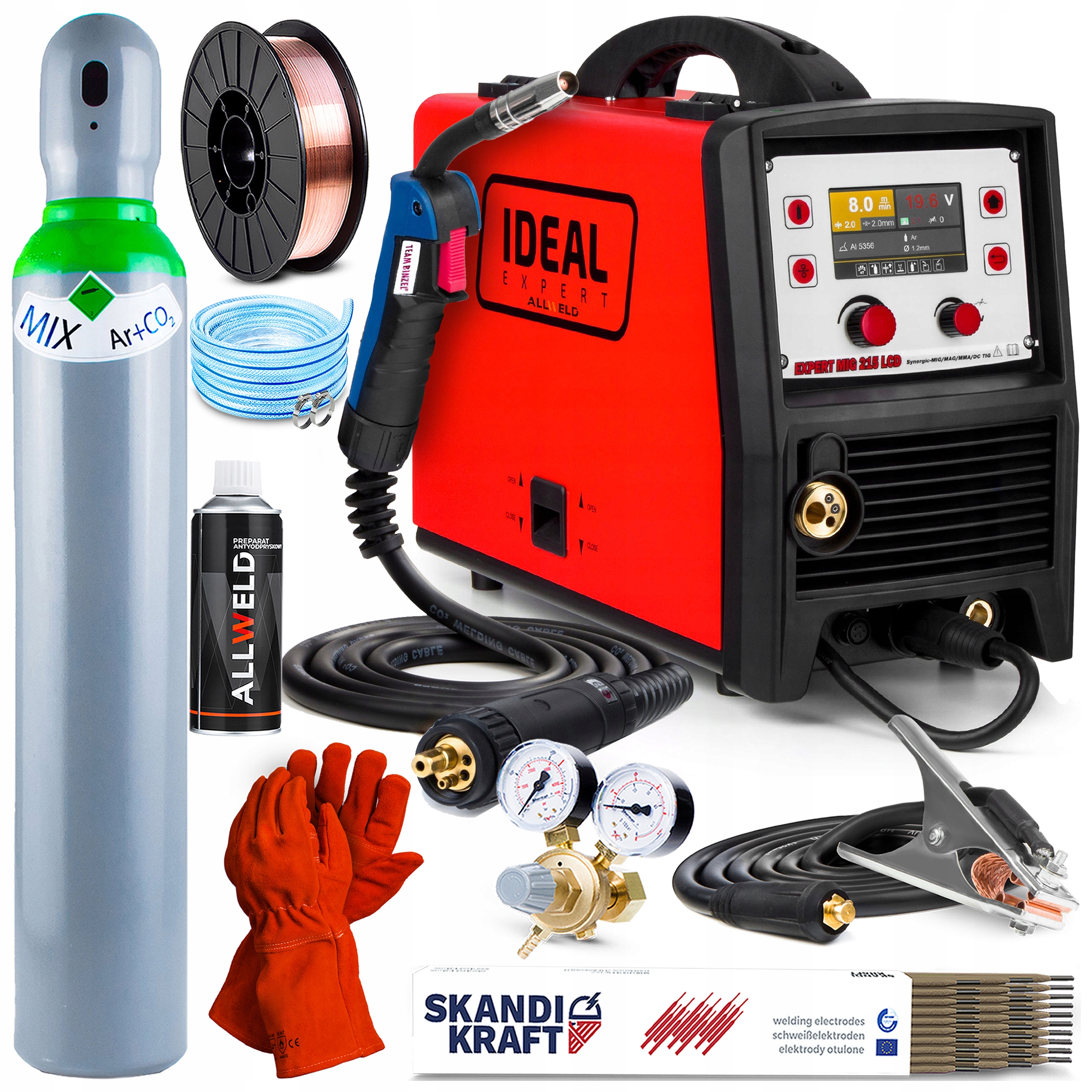 Invertorová Svářečka Ideal Expert Mig 215 LCD Mma Tig 200A Synergie Igbt