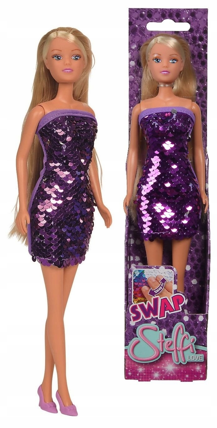 LALKA STEFFI CEKINOWY ZAWRÓT GŁOWY CEKINY FIOLET