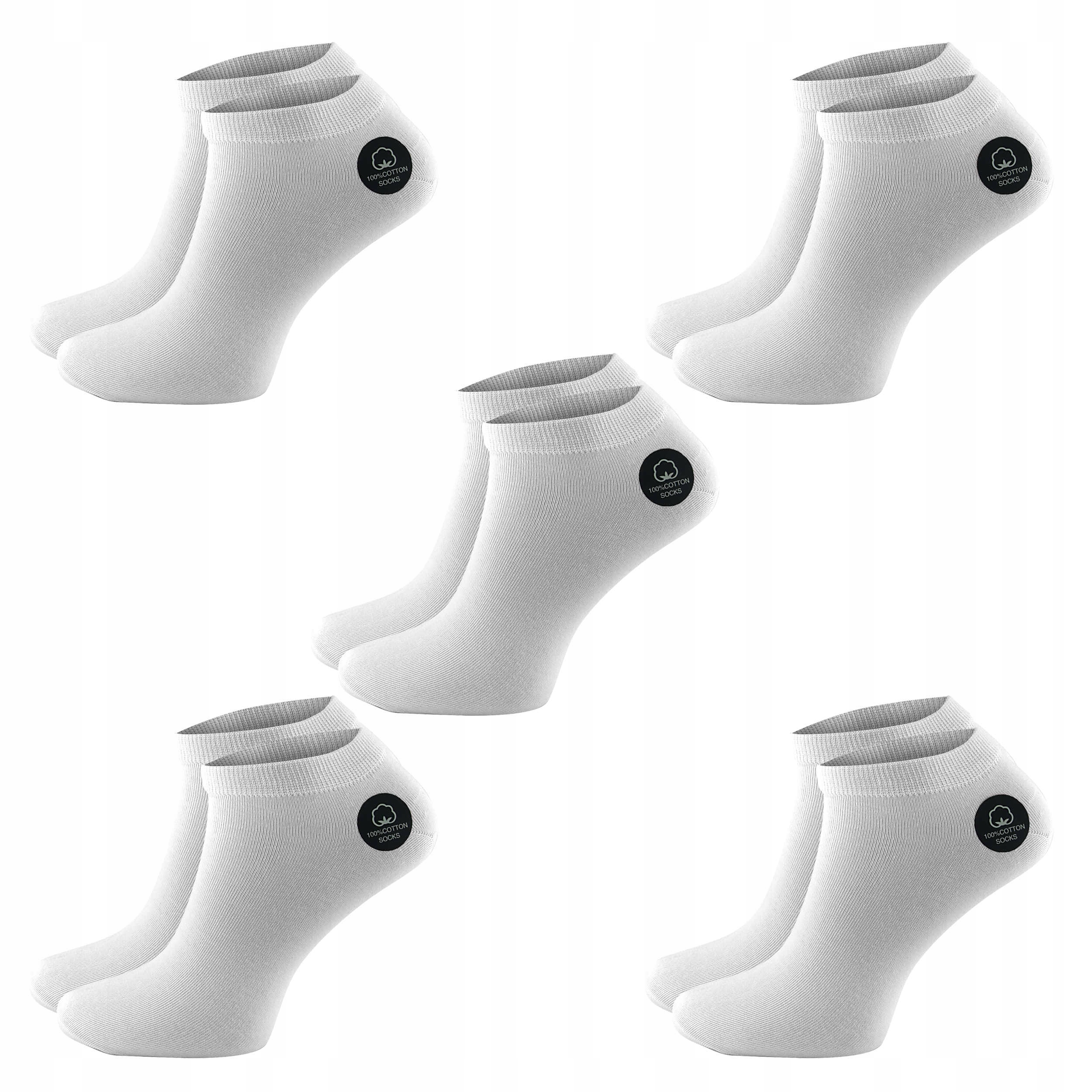 

5x Stopki Męskie Skarpety Krótkie Bawełna Białe