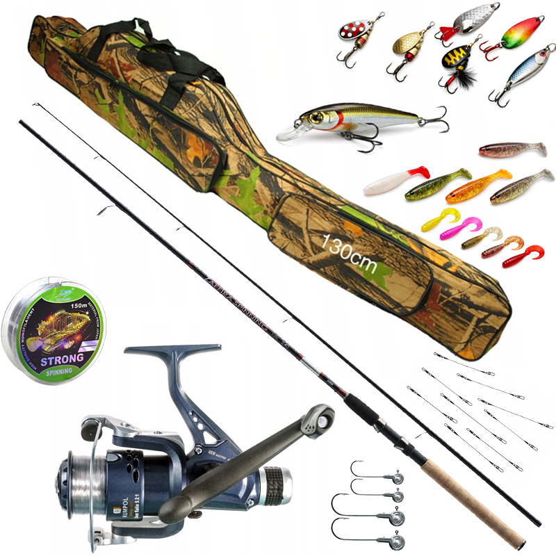 Zestaw wędkarski Spinningowy jaxon Wędka kołowrotek Szczupak Okoń torba